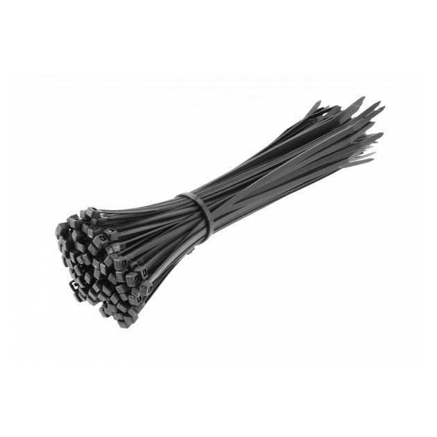 Нейлоновые стяжки 3,6 x 200 мм, 100 шт., черные HOEGERT HT2C706, фото  | SNABZHENIE.com.ua