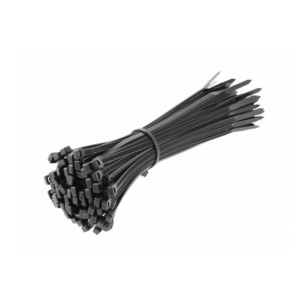 Стяжки нейлоновые 4,8 x 200 мм, 100 шт., черные HOEGERT HT2C710, фото  | SNABZHENIE.com.ua