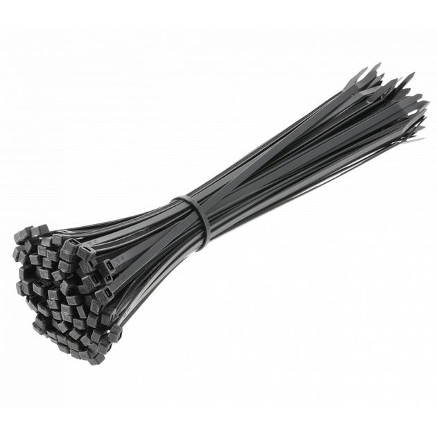 Нейлоновые стяжки 4,8 x 300 мм, 100 шт., черные HOEGERT HT2C712, фото  | SNABZHENIE.com.ua