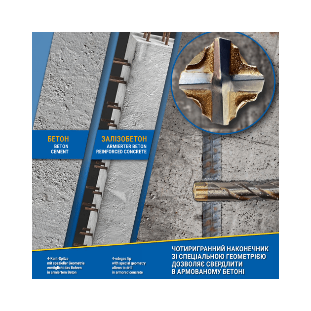 Набір свердел S&R Meister 4X Cutter HSS SDS-plus 6 шт, фото , зображення 6 | SNABZHENIE.com.ua Набір свердел S&R Meister 4X Cutter HSS SDS-plus 6 шт, фото , зображення 6 | SNABZHENIE.com.ua