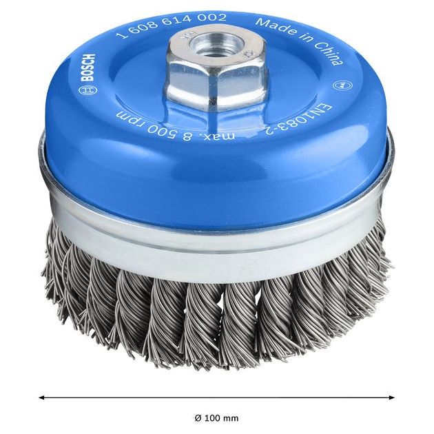 Щітка зачисна, дріт із вузликами, сталь, 100 мм BOSCH, фото , изображение 3 | SNABZHENIE.com.ua