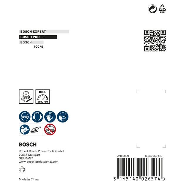 Щітка зачисна, дріт із вузликами, сталь, 100 мм BOSCH, фото , изображение 2 | SNABZHENIE.com.ua