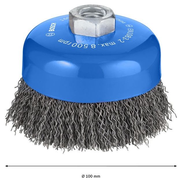 Щетка чашечная M14 0,5 X 100 мм, витая сталь BOSCH, фото , изображение 3 | SNABZHENIE.com.ua