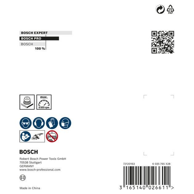 Щетка чашечная M14 0,5 X 100 мм, витая сталь BOSCH, фото , изображение 2 | SNABZHENIE.com.ua