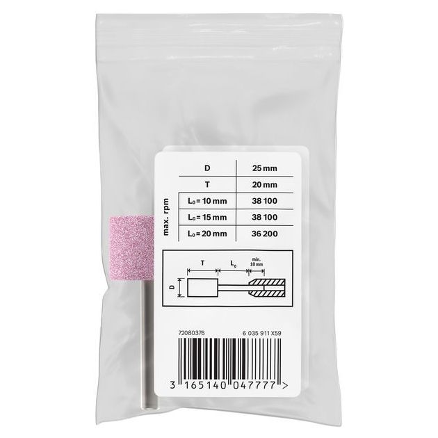 Цилиндрическая шарошка средней твёрдости 25x20x6 мм, зерно 60 BOSCH, фото , изображение 2 | SNABZHENIE.com.ua