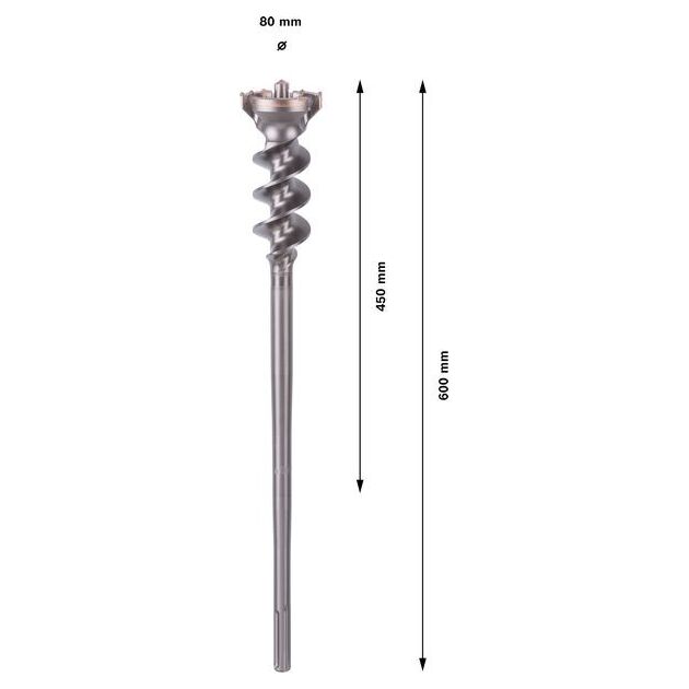 Сверло для насквозного сверления SDS max-9 80x450 мм BOSCH, фото , изображение 3 | SNABZHENIE.com.ua