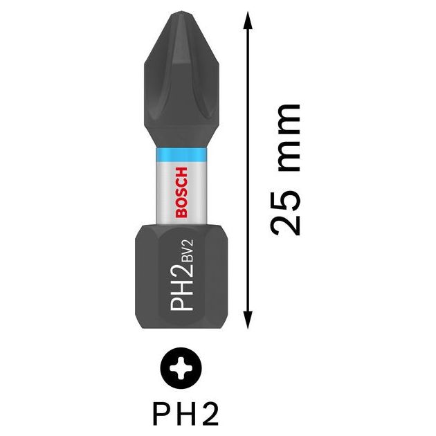 Бита PH2 x 25 мм Impact Control TicTac, 25шт, BOSCH (2607002803), фото , зображення 3 | SNABZHENIE.com.ua