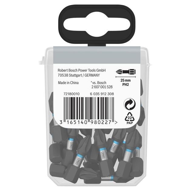 Бита PH2 x 25 мм Impact Control TicTac, 25шт, BOSCH (2607002803), фото , зображення 2 | SNABZHENIE.com.ua