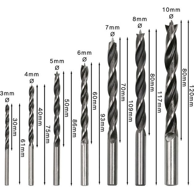 Набір з 7 сверел по деревині BOSCH (2607017034), фото , зображення 3 | SNABZHENIE.com.ua Набір з 7 сверел по деревині BOSCH (2607017034), фото , зображення 3 | SNABZHENIE.com.ua