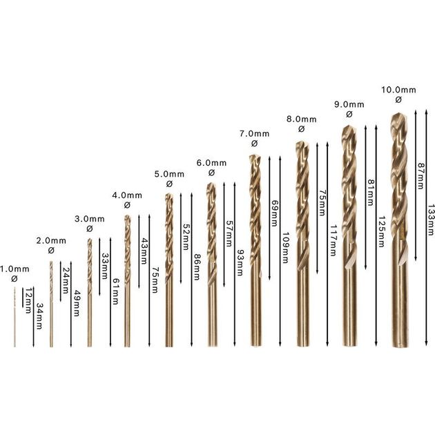 Набор из 10 свердел по металлу Robust Line HSS-Co 1-10 мм BOSCH, фото , изображение 3 | SNABZHENIE.com.ua Набор из 10 свердел по металлу Robust Line HSS-Co 1-10 мм BOSCH, фото , изображение 3 | SNABZHENIE.com.ua
