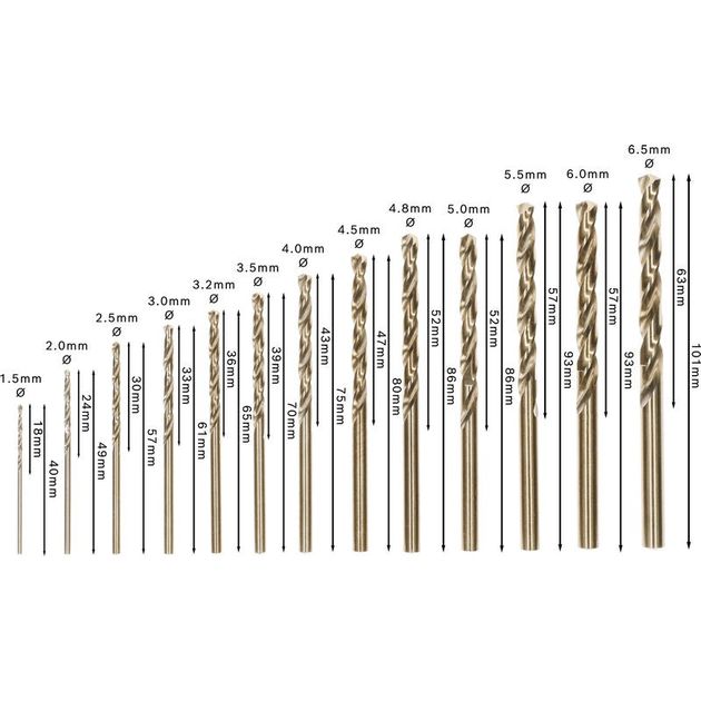 Набір із 13 свердел по металу Robust Line, HSS-Co, 1,5–6,5 мм BOSCH, фото , зображення 3 | SNABZHENIE.com.ua Набір із 13 свердел по металу Robust Line, HSS-Co, 1,5–6,5 мм BOSCH, фото , зображення 3 | SNABZHENIE.com.ua