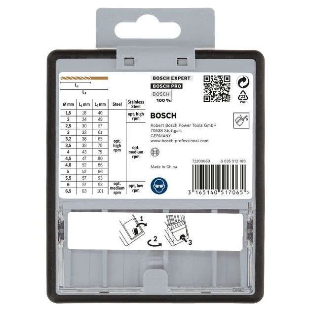 Набір із 13 свердел по металу Robust Line, HSS-Co, 1,5–6,5 мм BOSCH, фото , зображення 2 | SNABZHENIE.com.ua Набір із 13 свердел по металу Robust Line, HSS-Co, 1,5–6,5 мм BOSCH, фото , зображення 2 | SNABZHENIE.com.ua