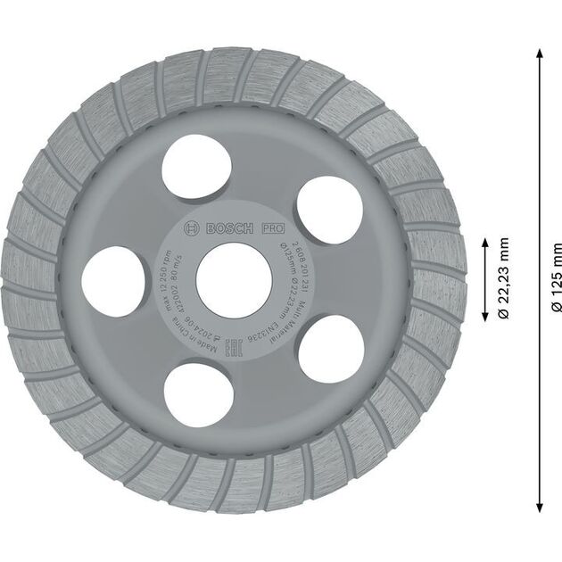 Алмазный чашечный шлифовальный круг BOSCH Turbo 125 мм, фото , изображение 3 | SNABZHENIE.com.ua
