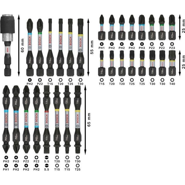 Набір для загвинчування PRO Impact, 31 шт. BOSCH, фото , зображення 3 | SNABZHENIE.com.ua