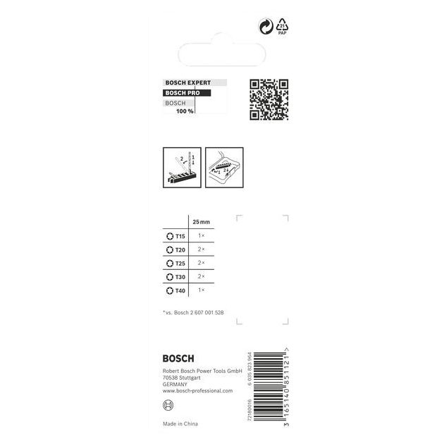 Комплект насадок Impact Control, 8 шт. (T15, T20, T25, T30, T40) BOSCH, фото , изображение 2 | SNABZHENIE.com.ua
