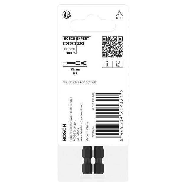 Насадка PRO Hex Impact, H5, 55 мм, 2 шт. BOSCH, фото , зображення 2 | SNABZHENIE.com.ua Насадка PRO Hex Impact, H5, 55 мм, 2 шт. BOSCH, фото , зображення 2 | SNABZHENIE.com.ua