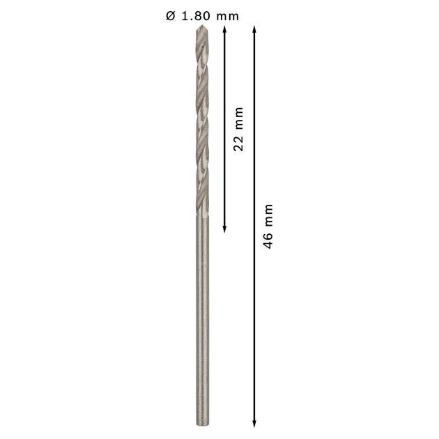 Свердло по металлу HSS-G, DIN 338, 1,8 x 22 x 46 мм, BOSCH, фото , изображение 3 | SNABZHENIE.com.ua