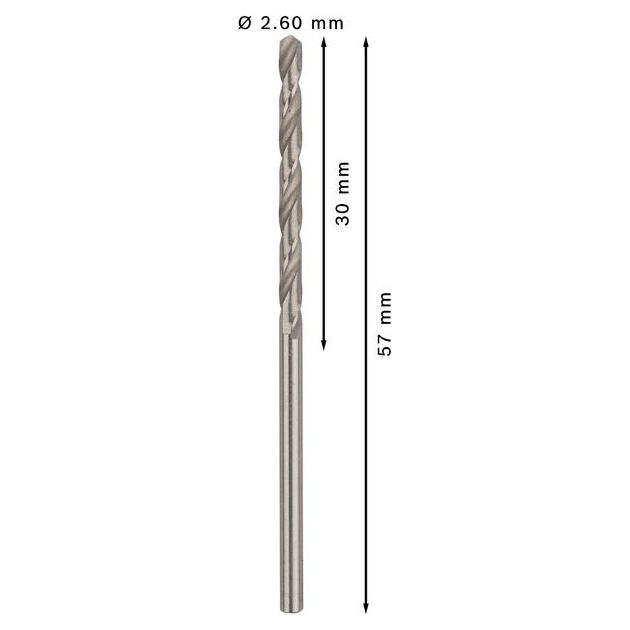 Сверло по металлу HSS-G, DIN 338, 2,6 x 30 x 57 мм BOSCH, фото , изображение 3 | SNABZHENIE.com.ua