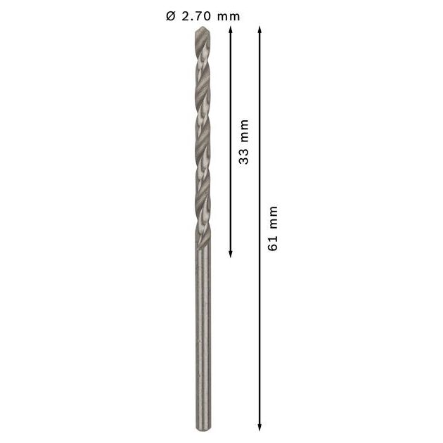 Свердло по металлу HSS-G, DIN 338, 2,7 x 33 x 61 мм BOSCH, фото , изображение 3 | SNABZHENIE.com.ua