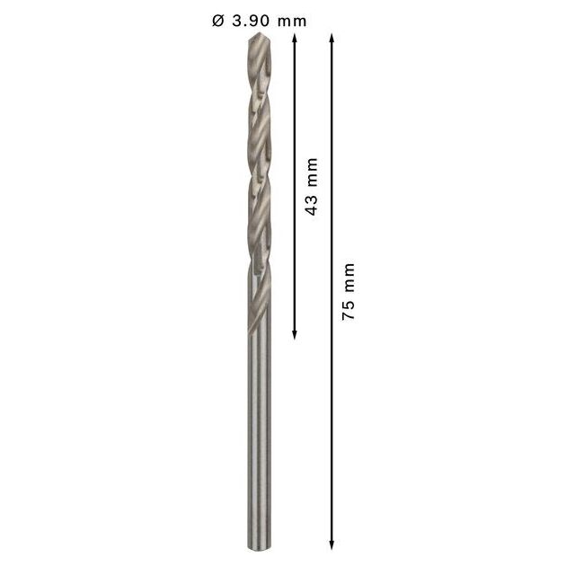 Сверло по металлу HSS-G, DIN 338, 3,9 x 43 x 75 мм, BOSCH, фото , изображение 3 | SNABZHENIE.com.ua