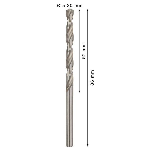 Сверло по металлу HSS-G, DIN 338, 5,3 x 52 x 86 мм BOSCH, фото , изображение 3 | SNABZHENIE.com.ua