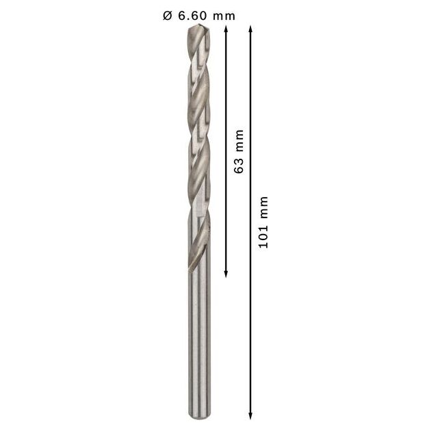 Сверло по металлу HSS-G, DIN 338, 6,6 x 63 x 101 мм BOSCH, фото , изображение 3 | SNABZHENIE.com.ua