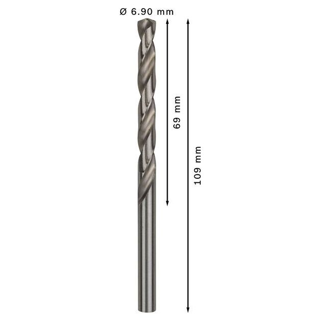 Сверло по металлу HSS-G, DIN 338, 6,9 x 69 x 109 мм BOSCH, фото , изображение 3 | SNABZHENIE.com.ua