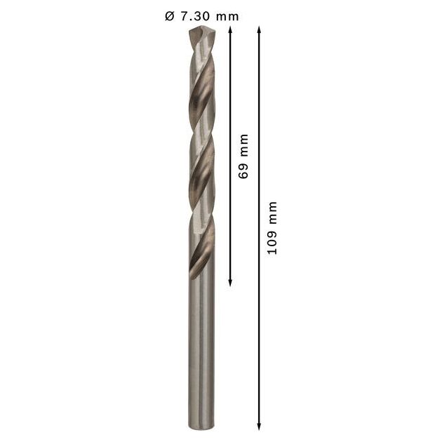 Свердло по металлу HSS-G, DIN 338, 7,3 x 69 x 109 мм, BOSCH, фото , изображение 3 | SNABZHENIE.com.ua