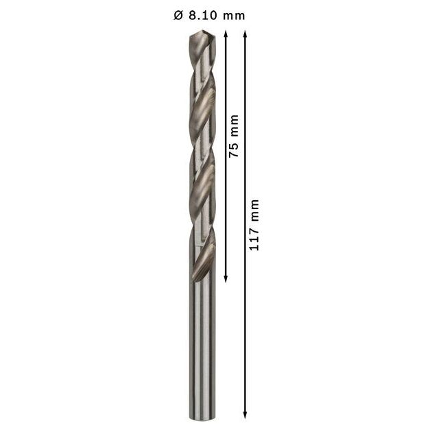 Сверло по металлу HSS-G, DIN 338, 8,1 x 75 мм, BOSCH, фото , изображение 3 | SNABZHENIE.com.ua