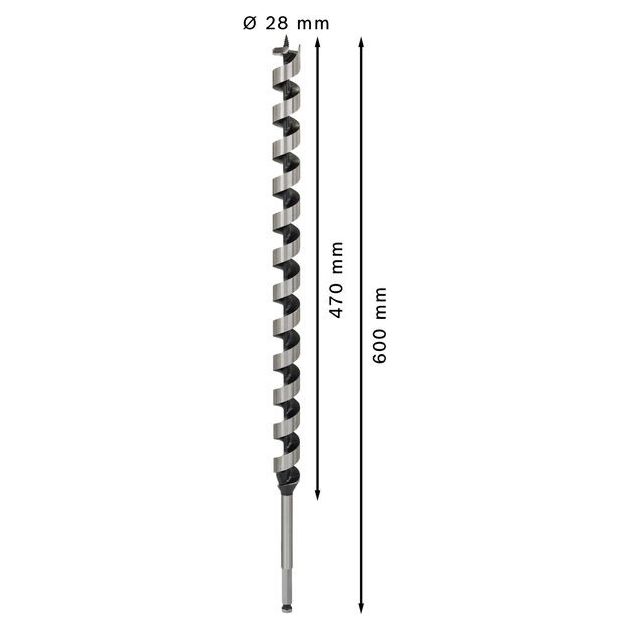 Гвинтові свердла по дереву BOSCH, шестигранний хвостовик, 28 x 470 x 600 мм, d 11,1 мм, фото , зображення 3 | SNABZHENIE.com.ua