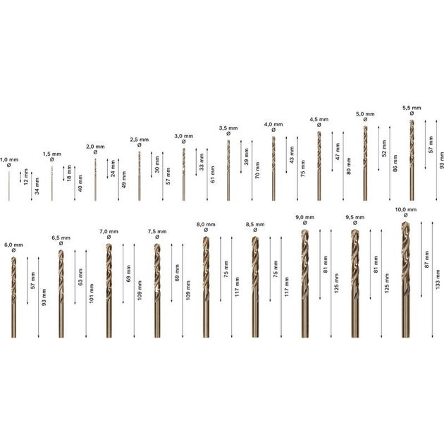Набір свердл по металу HSS-Co 19 шт ProBox D1-10 BOSCH (2608587014), фото , зображення 3 | SNABZHENIE.com.ua Набір свердл по металу HSS-Co 19 шт ProBox D1-10 BOSCH (2608587014), фото , зображення 3 | SNABZHENIE.com.ua
