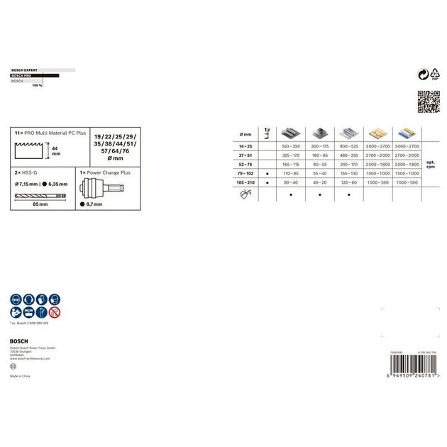 Набір коронок PRO Multi Material PC Plus, 14 шт. BOSCH, фото , зображення 2 | SNABZHENIE.com.ua Набір коронок PRO Multi Material PC Plus, 14 шт. BOSCH, фото , зображення 2 | SNABZHENIE.com.ua