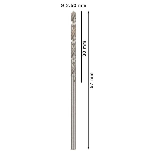 Сверло по металлу 2,5 мм HSS-G 10 шт. BOSCH (2608595053), фото , зображення 3 | SNABZHENIE.com.ua Сверло по металлу 2,5 мм HSS-G 10 шт. BOSCH (2608595053), фото , зображення 3 | SNABZHENIE.com.ua