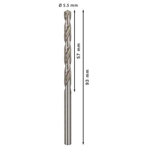 Сверло по металлу 5,5 мм, HSS-G, 10 шт., BOSCH (2608595064), фото , изображение 3 | SNABZHENIE.com.ua Сверло по металлу 5,5 мм, HSS-G, 10 шт., BOSCH (2608595064), фото , изображение 3 | SNABZHENIE.com.ua