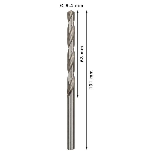 Свердло по металлу HSS-G, DIN 338, 6,4 x 63 мм, BOSCH, фото , изображение 3 | SNABZHENIE.com.ua