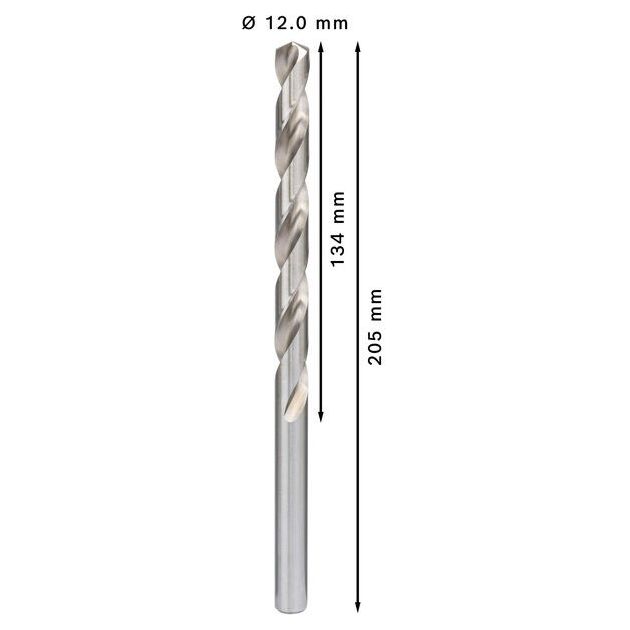 Сверла по металлу HSS-G, DIN 340, 12 x 134 x 205 мм, BOSCH, фото , изображение 3 | SNABZHENIE.com.ua