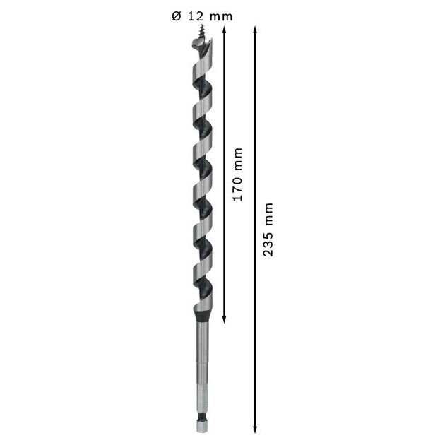 Гвинтові свердла Bosch по дереву, хвостовик 12 x 170 мм, d 6,35 мм, фото , изображение 3 | SNABZHENIE.com.ua