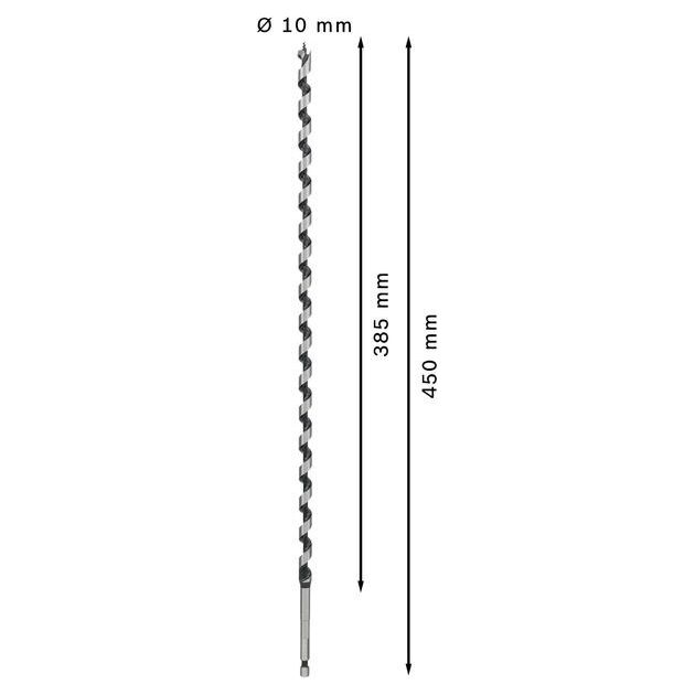 Сверла по дереву с шестигранным хвостовиком 10x385 мм, d 6,35 мм BOSCH, фото , изображение 3 | SNABZHENIE.com.ua