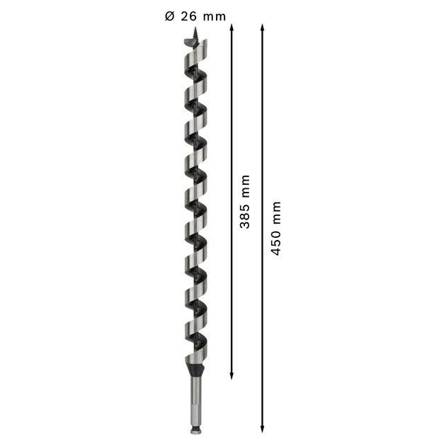 Гвинтові свердла по дереву, hex хвостовик 11,1 мм, 26 x 385 x 450 мм BOSCH, фото , изображение 3 | SNABZHENIE.com.ua