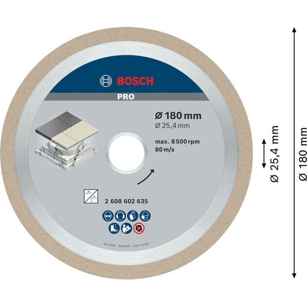 Алмазный диск BOSCH Best for Ceramic 180x25,4x2,2 мм, фото , изображение 4 | SNABZHENIE.com.ua