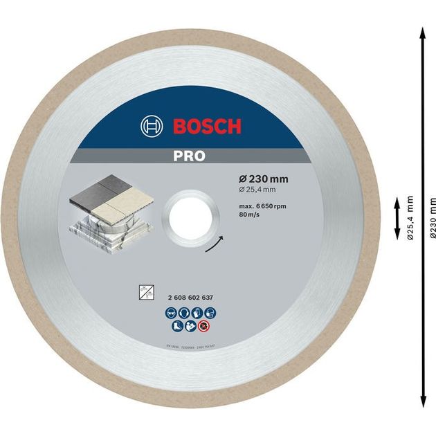 Алмазный отрезной круг 230 x 25,4 мм для керамики BOSCH, фото , изображение 4 | SNABZHENIE.com.ua