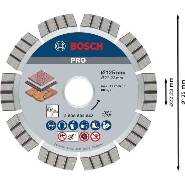 Алмазный отрезной круг 125 мм для гранита и бетона BOSCH, фото , изображение 4 | SNABZHENIE.com.ua