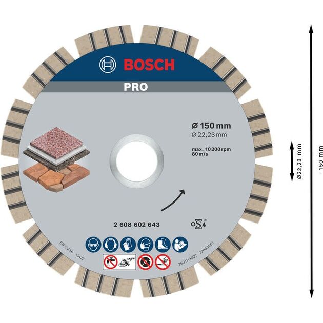 Алмазный отрезной диск Bosch 150 мм для камня, фото , изображение 4 | SNABZHENIE.com.ua