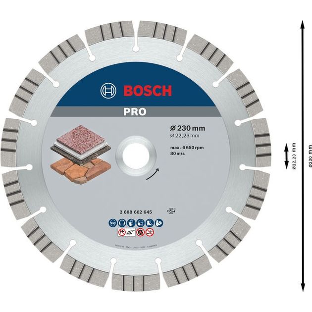 Алмазный круг 230 мм для гранита и бетона BOSCH (2608602645), фото , изображение 4 | SNABZHENIE.com.ua