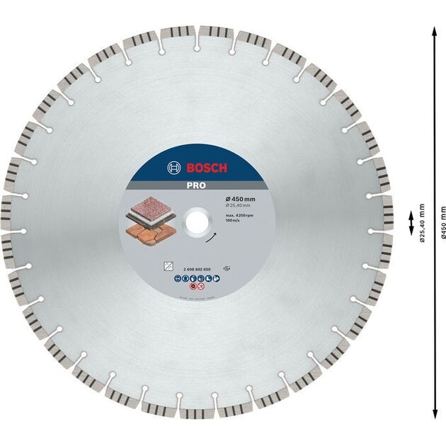 Алмазный диск BOSCH Best for Stone 450 мм, 25,4 мм, 3,8 мм, 12 мм, фото , изображение 4 | SNABZHENIE.com.ua