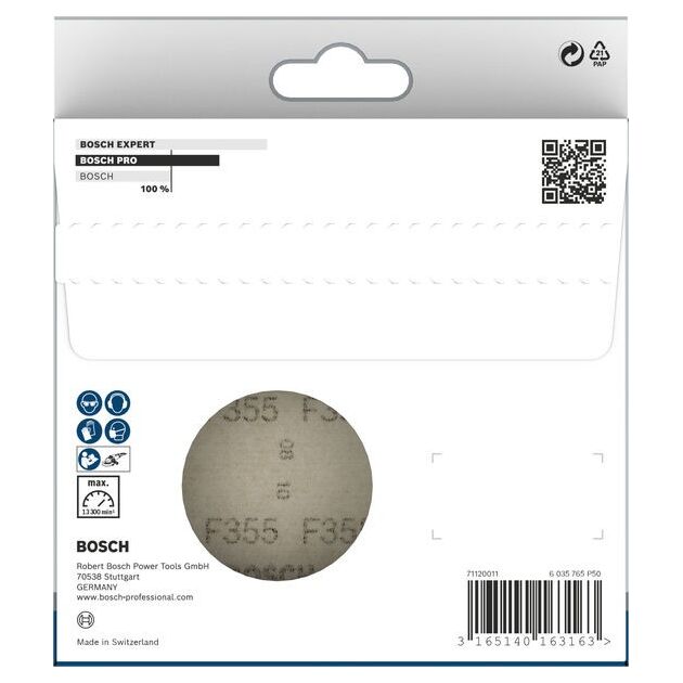 Набор шлифовальных листов BOSCH F355, 10 шт., 115 мм, 60 грит, фото , изображение 3 | SNABZHENIE.com.ua