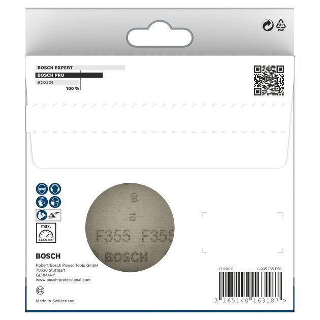 Набір шліфувальних аркушів BOSCH F355, 115 мм, 120 грит, 10 шт., фото , изображение 3 | SNABZHENIE.com.ua