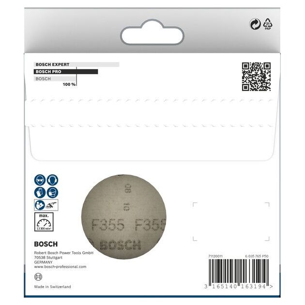 Набір шліфувальних аркушів BOSCH F355, 115 мм, 10 шт., 220 грит, фото , изображение 3 | SNABZHENIE.com.ua