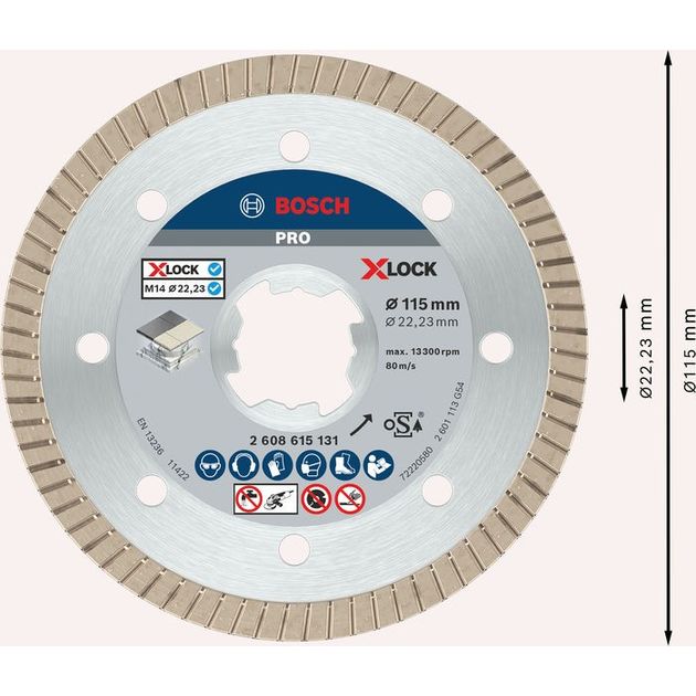 Алмазный отрезной диск Bosch X-LOCK 115 мм для керамики Turbo, фото , изображение 4 | SNABZHENIE.com.ua Алмазный отрезной диск Bosch X-LOCK 115 мм для керамики Turbo, фото , изображение 4 | SNABZHENIE.com.ua