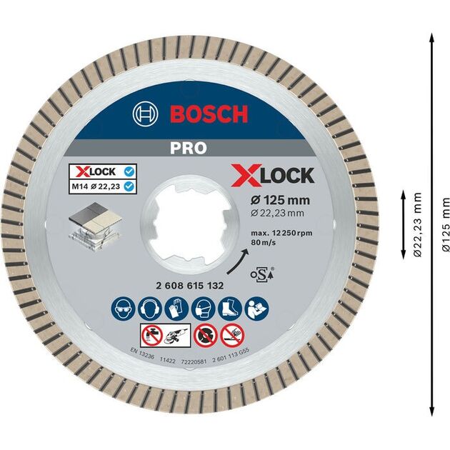 Алмазный отрезной диск Bosch X-LOCK для керамики 125 мм, 22,23 мм, фото , изображение 4 | SNABZHENIE.com.ua Алмазный отрезной диск Bosch X-LOCK для керамики 125 мм, 22,23 мм, фото , изображение 4 | SNABZHENIE.com.ua